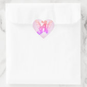 Roze Engel Vleugels Monogram Hart Sticker (Tas)