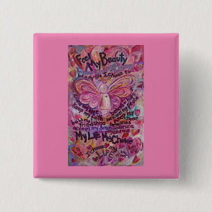 Roze engelenkankergedicht Art Aangepaste Buttonnen Vierkante Button 5,1 Cm