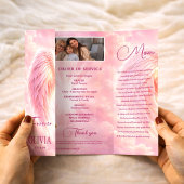 Roze Engelenvleugels Viering Leven Funeral Program Flyer