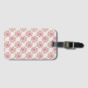 Roze Engels roos cottage floral  patroon Bagagelabel
