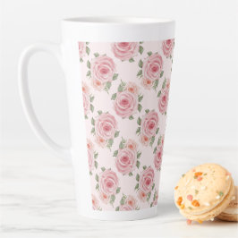 Roze Engels roos cottage floral  patroon Latte Mok