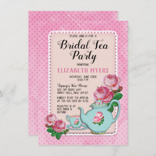 Roze Engelse Cottage Style Bridal Tea Party Shower Kaart