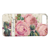 Roze Engelse Rozen met handschrift Case-Mate iPhone Case (Achterkant (Horizontaal))