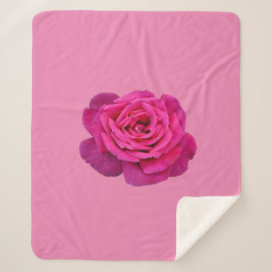 Roze enkele roos sherpa deken