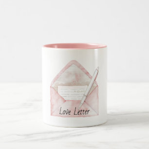 Roze Envelop Liefdesbrief Pen Tweekleurige Koffiemok