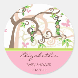 Roze Erwt In Een Pod Meisje Baby shower Sticker