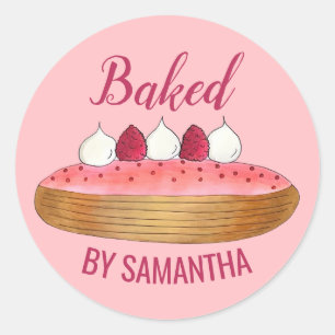 Roze esclair French Choux Pastry Baking Patisserie Ronde Sticker