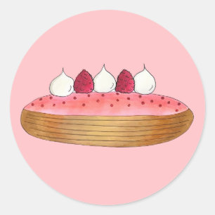 Roze esclair French Choux Pastry Baking Patisserie Ronde Sticker