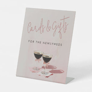 Roze Espresso Martini Vrijgezellenfeest Gifts Kaar Reclamebord Met Voetstuk