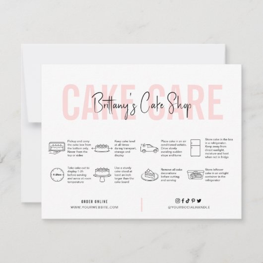 Roze esthetische bakkerij bedankkaart (Voorkant)