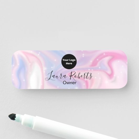 Roze esthetische marmer Glitter Naamplaatje (In situ)