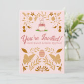  roze esthetische paasmaannodiging kaart (Staand voorkant)
