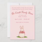  roze esthetische paasmaannodiging kaart (Achterkant)