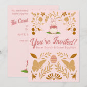  roze esthetische paasmaannodiging kaart (Voorkant / Achterkant)