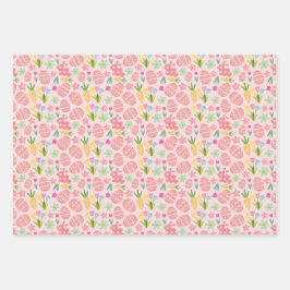 Roze esthetische paasthema inpakpapier vel