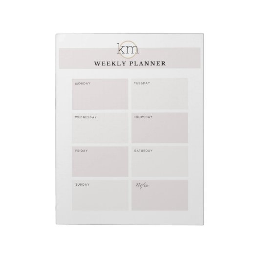 Roze Esthetische Professionele Weekplanner Notitieblok (Gedraaid)