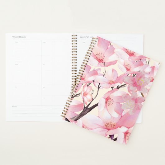 Roze Esthetische Sakura Cherry Blossom Roze Bloeme Planner (Display)