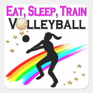 ROZE ETEN, SLAPEN, VOLLEYBAL TRAINEN VIERKANTE STICKER