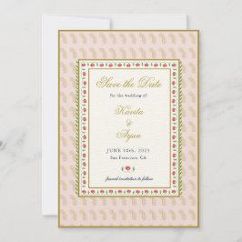 Roze etnisch Floral Lijst Indische bruiloft Kaart