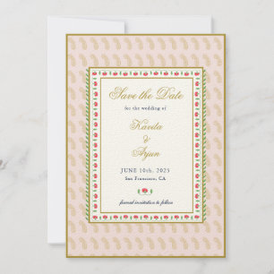 Roze etnisch Floral Lijst Indische bruiloft Kaart
