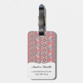 Roze etnisch olifantenpatroon bagagelabel (Achterkant verticaal)