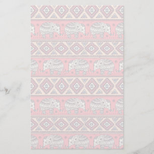 Roze etnisch olifantenpatroon briefpapier