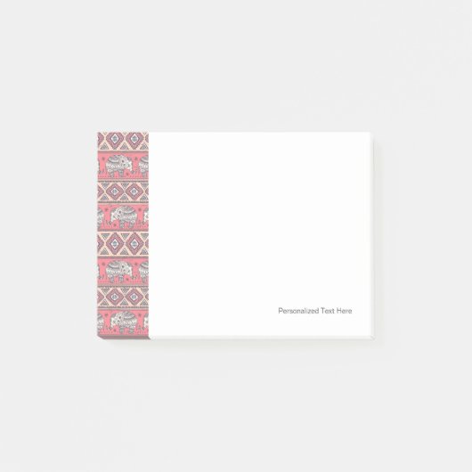 Roze etnisch olifantenpatroon post-it® notes (Voorkant)