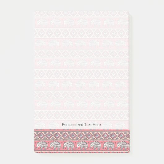 Roze etnisch olifantenpatroon post-it® notes (Voorkant)