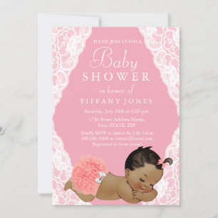 Roze Etnische  Baby shower Uitnodigen Kaart