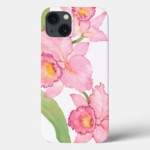 Roze exotische Waterverf Flowers iPhone 13 Hoesje