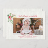 Roze expressie fotouitnodiging kaart (Voorkant / Achterkant)