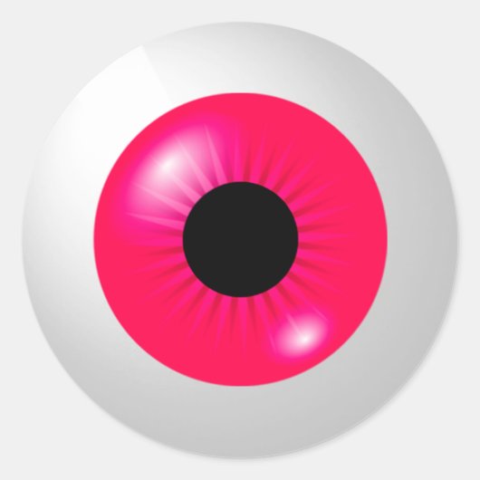 Roze Eyeball Ronde Sticker (Voorkant)
