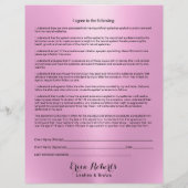 Roze Eyelash Extension Salon Liability Waiver Flyer (Achterkant)