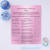 Roze Eyelash Extension Salon Liability Waiver Flyer (Enkel)