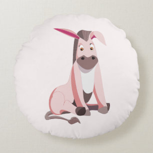 Roze Ezel Rond Kussen