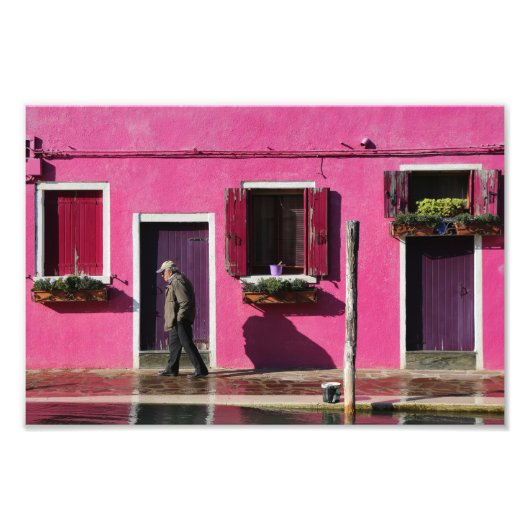 Roze façade, Buraneilanden Foto Afdruk (Voorkant)