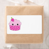 Roze face Cupcake Etiket (Insitu)