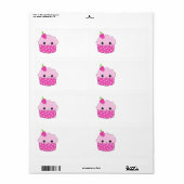 Roze face Cupcake Etiket (Full Sheet)