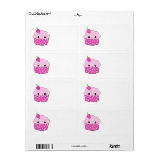 Roze face Cupcake Etiket (Full Sheet)