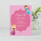 Roze Fairies Birthday Uitnodiging (Staand voorkant)