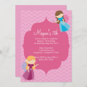 Roze Fairies Birthday Uitnodiging (Voorkant / Achterkant)