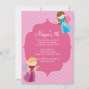 Roze Fairies Birthday Uitnodiging