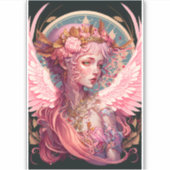 Roze Fairy Angel Fantasy Art Sticker (Voorkant)