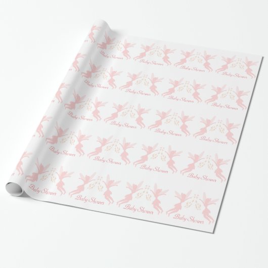 Roze Fairy Baby shower Cadeaupapier (Uitgerold)