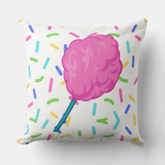 Roze Fairy Floss Cotton Snoep Vierkant Kussen