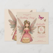 Roze Fairy Meisjes Verjaardag Kaart (Voorkant / Achterkant)