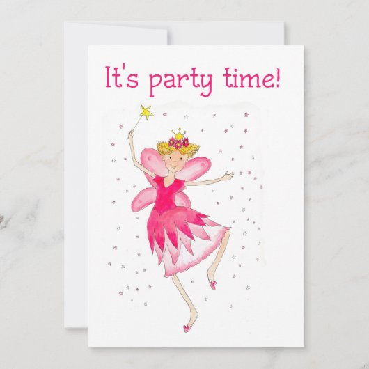 Roze Fairy Party uitnodiging (Voorkant)
