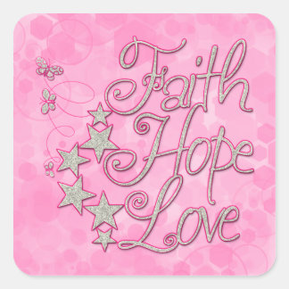 Roze Faith Hope Butterflies Stars Virtuals Vierkante Sticker