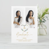 Roze Fancy Afstuderen Romantische Floral Heart 2 F (Staand voorkant)