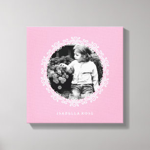 Roze Fancy decoratief Lijst Foto Canvas Afdruk